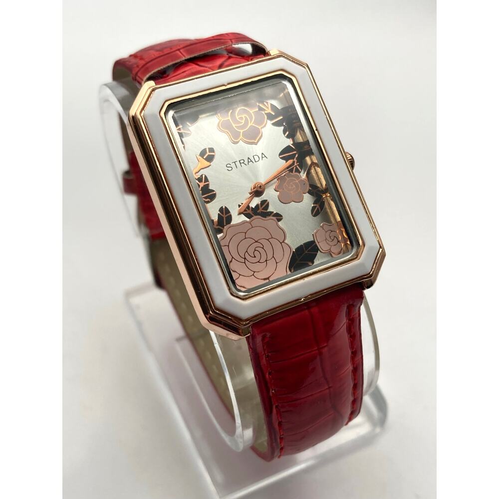 Strada Pink Rose Women's Watch 29mm - New Battery - Adjustable Red Band - Picture 4 of 10